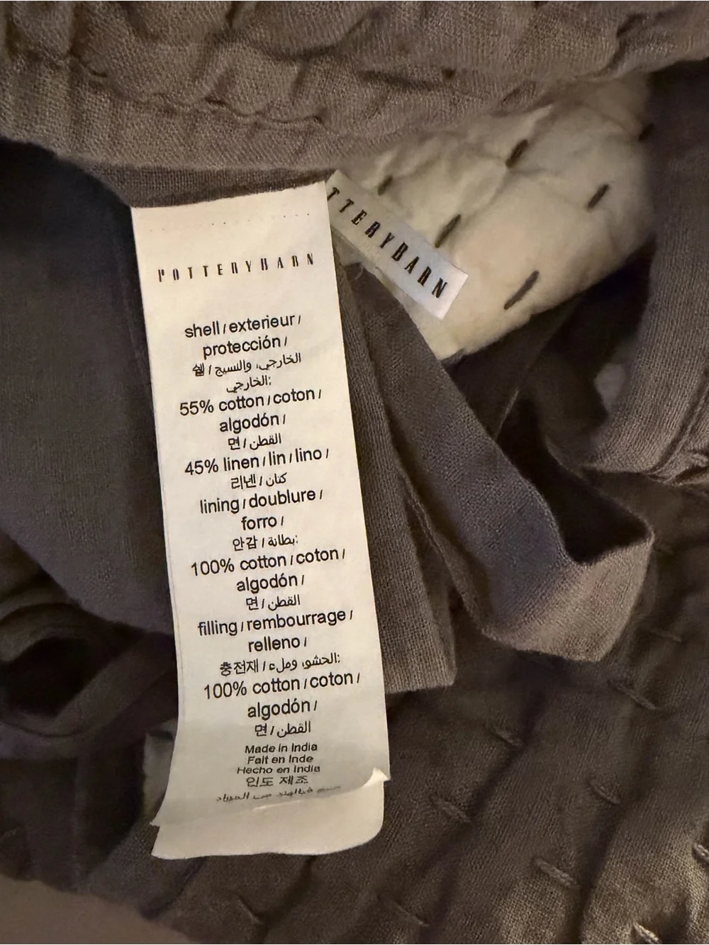 Pottery Barn Pick-Stitch Cotton Linen 3 Euro Pillow Shams Gray 26X26